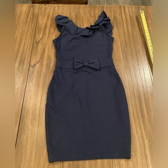 Red Valentino Spa ruffle Sheath bow Bodycon Mini Dress Navy Sleeveless short M - Picture 1 of 11